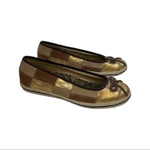 Sperry Top-Sider Patchwork Gold metallic leather and suede sneaker, Boat Shoes